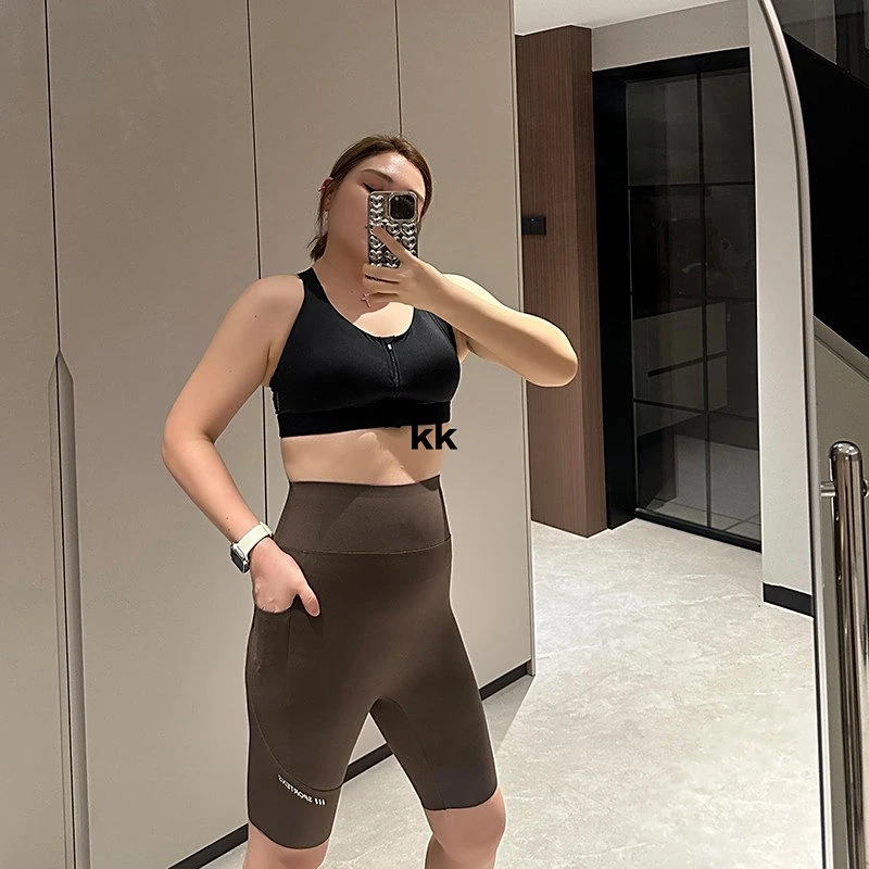 口袋大码裤女胖外穿收腹提臀健身瑜伽骑行裤夏季五分打底裤