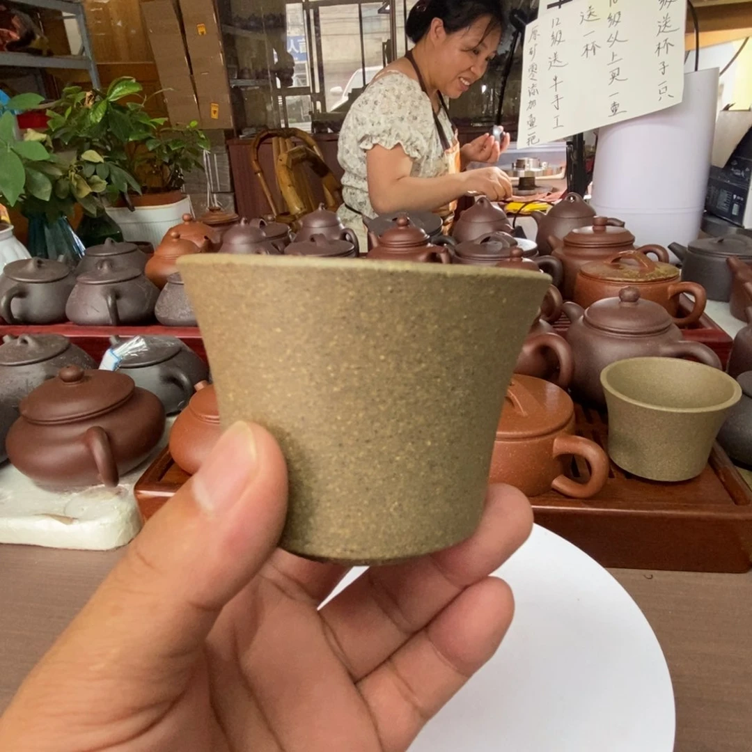茶壶紫砂我***菜青降滚压杯子100 cc