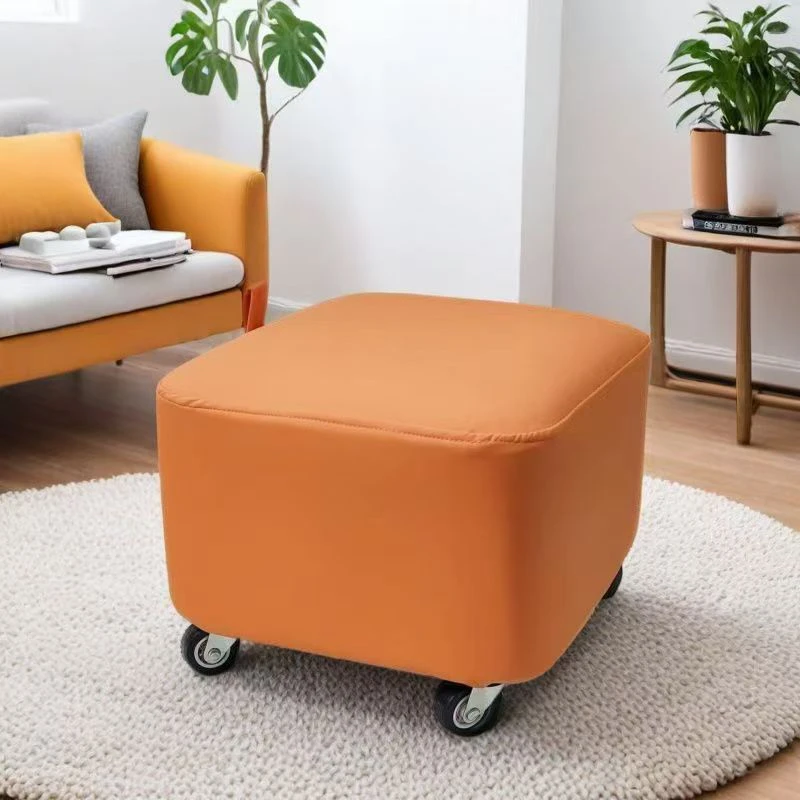万向轮换鞋凳黑色简约客厅正方形单人小凳家用懒人沙发可躺可睡觉