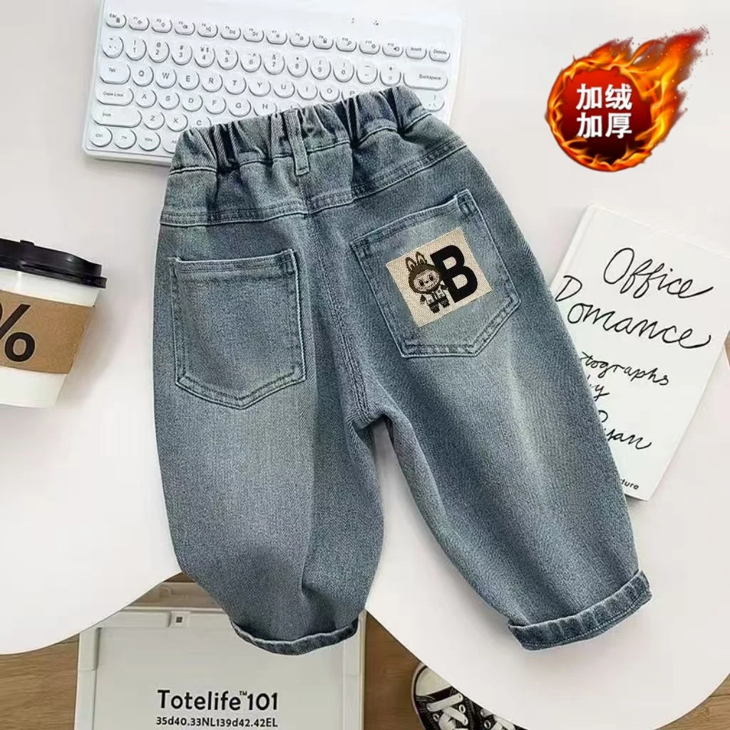 【加绒/不加绒】童装男童牛仔裤秋冬季中小童宽松长裤儿童宝宝帅气