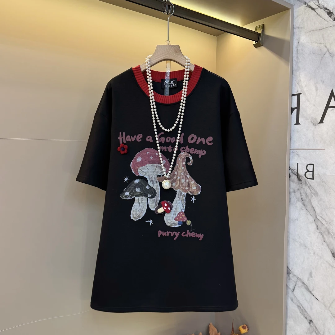 2025时尚休闲秋冬洋气胖MM蘑菇卡通百搭设计别致简约上衣85262