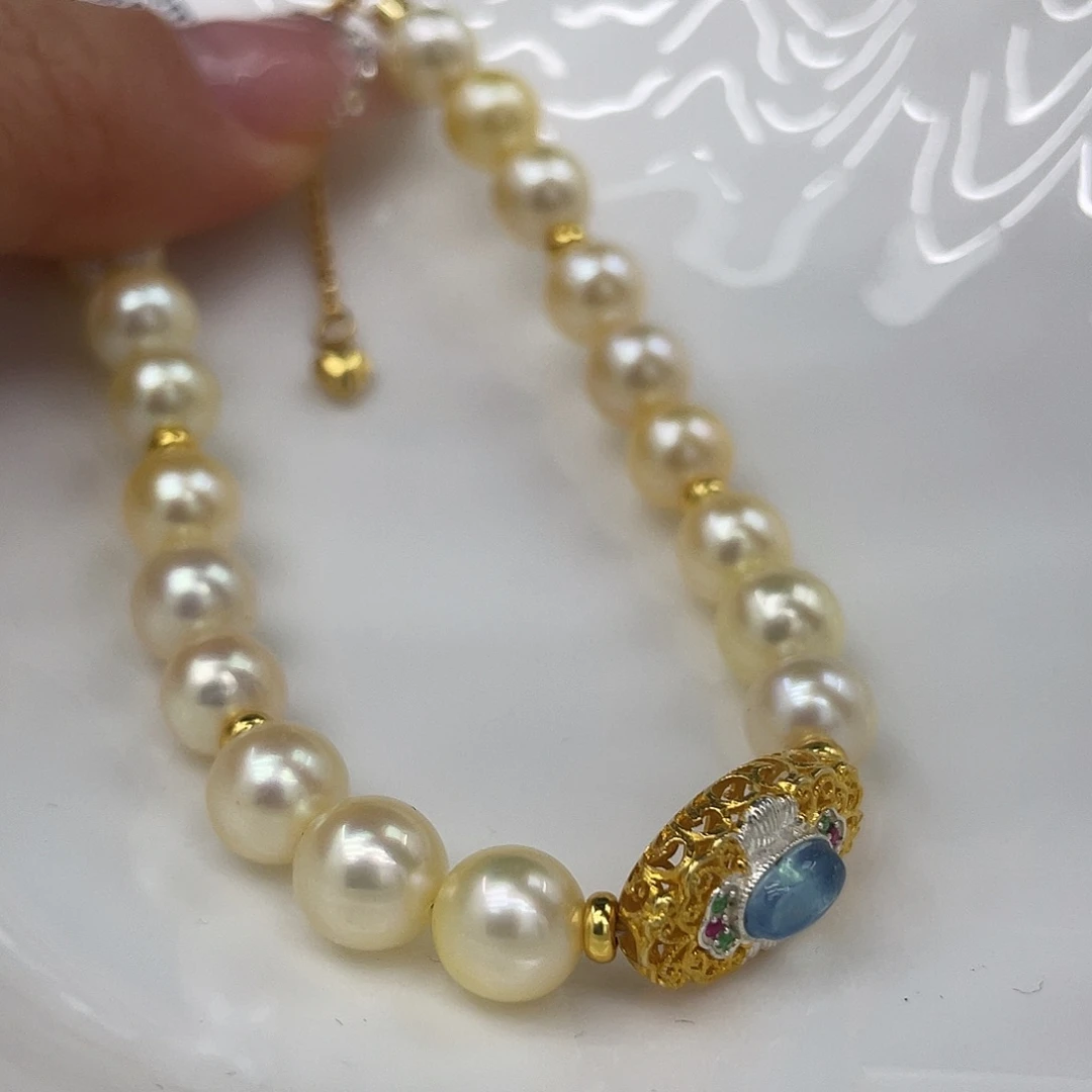 海水珍珠手绳银S925镶嵌