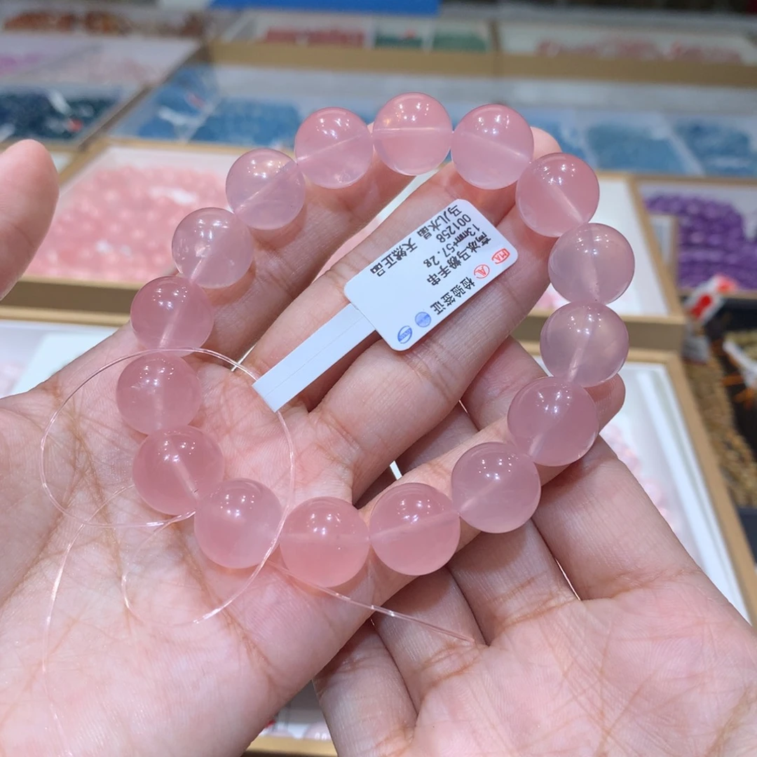 芙蓉石手链未镶嵌马粉13mm+