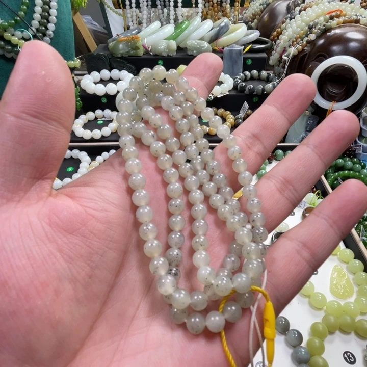 手串未镶嵌和田玉新疆点墨青花卡6
