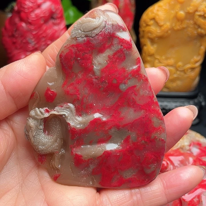 鸡血石鸡血石手把件摆件