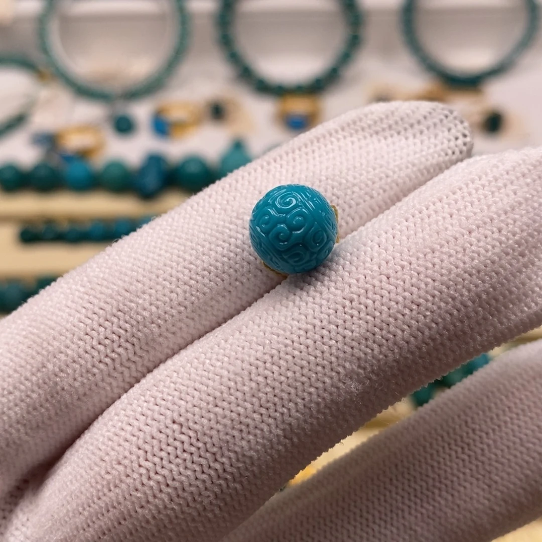 未镶嵌绿松石珠宝奇石回纹圆珠9.7mm