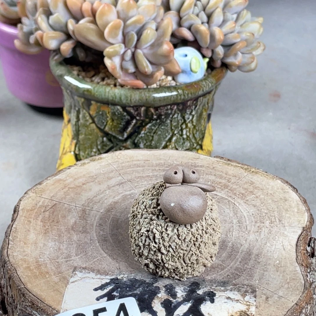 紫砂花盆陶瓷摆件