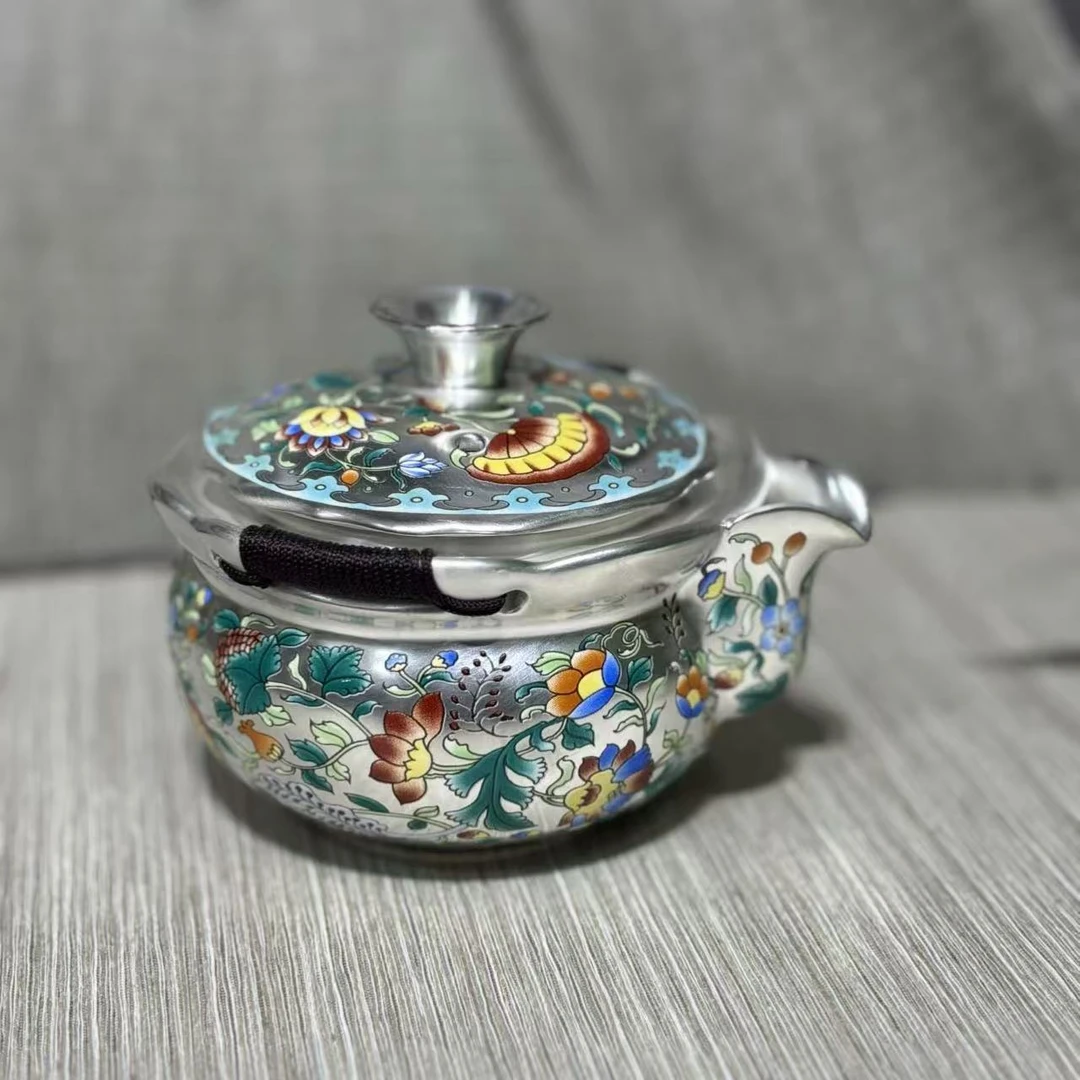 【中国邮政专属链接】鎏银珐琅彩万花手抓壶 1811