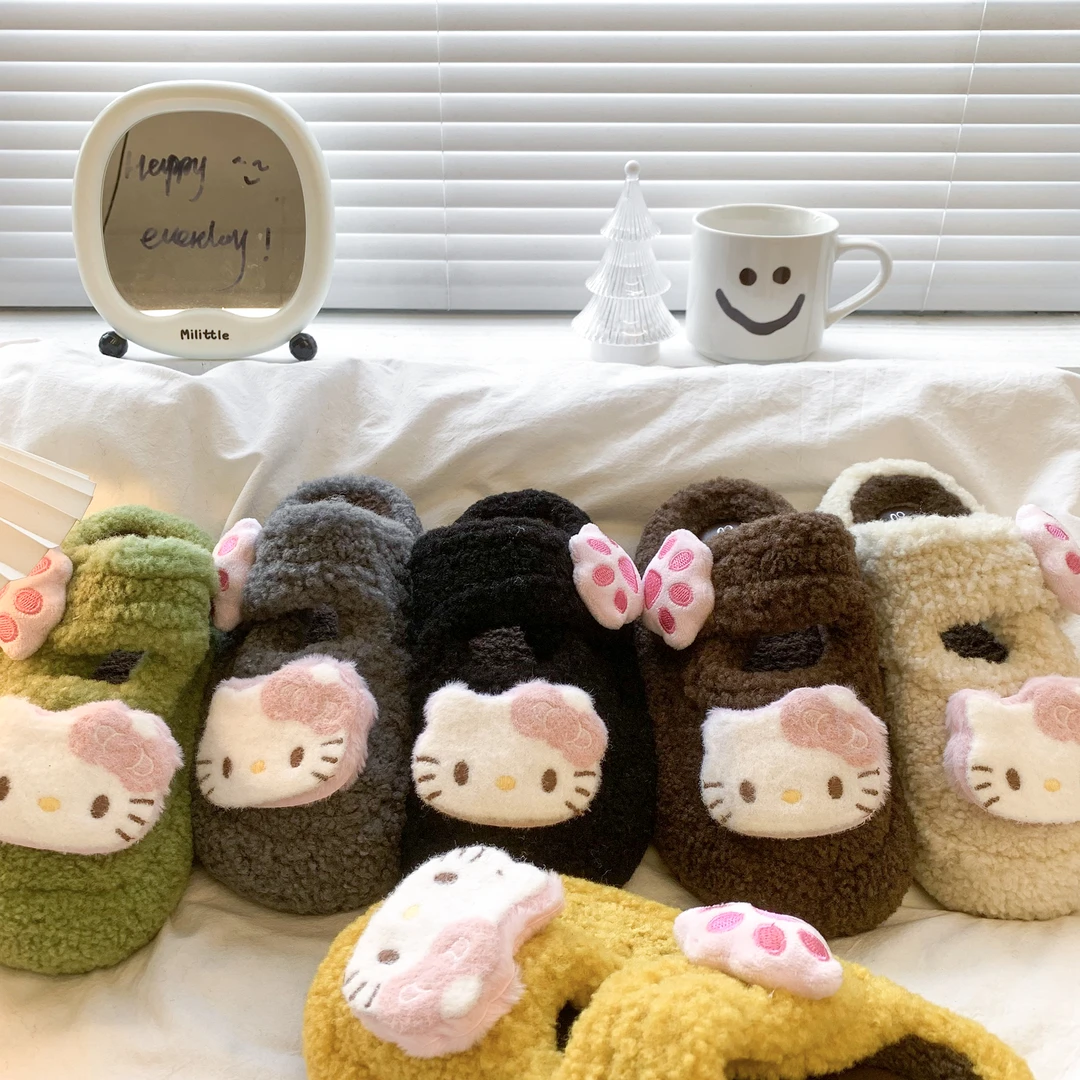 厚底可爱卡通小猫毛毛拖鞋女2025年秋季时尚百搭踩屎感休闲棉拖鞋