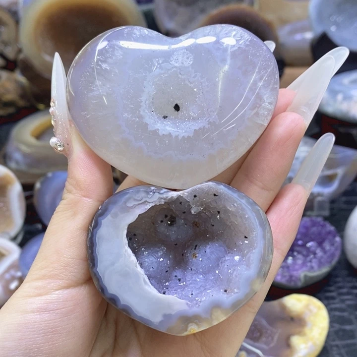 未镶嵌珠宝半成品水晶爱心两个