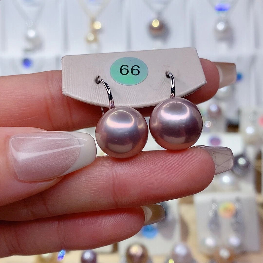 与***安淡水珍珠耳饰银S925镶嵌12➕