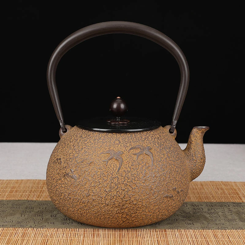 飞鸟山居黄肌1.2升砂铁壶纯手工烧水泡茶专用失蜡法