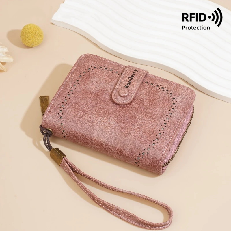 高级感女士短款钱包时尚多功能防消磁卡包证件包大容量硬币零钱包