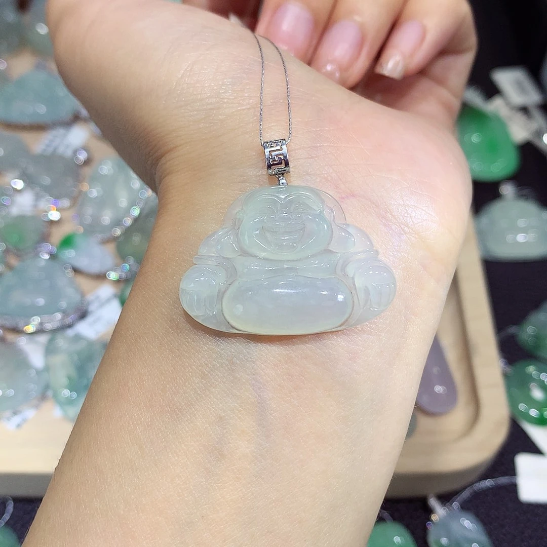 用****翡翠18K金镶嵌项链佛