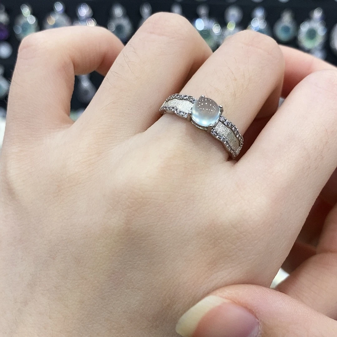 蛇纹石玉银S925镶嵌戒指