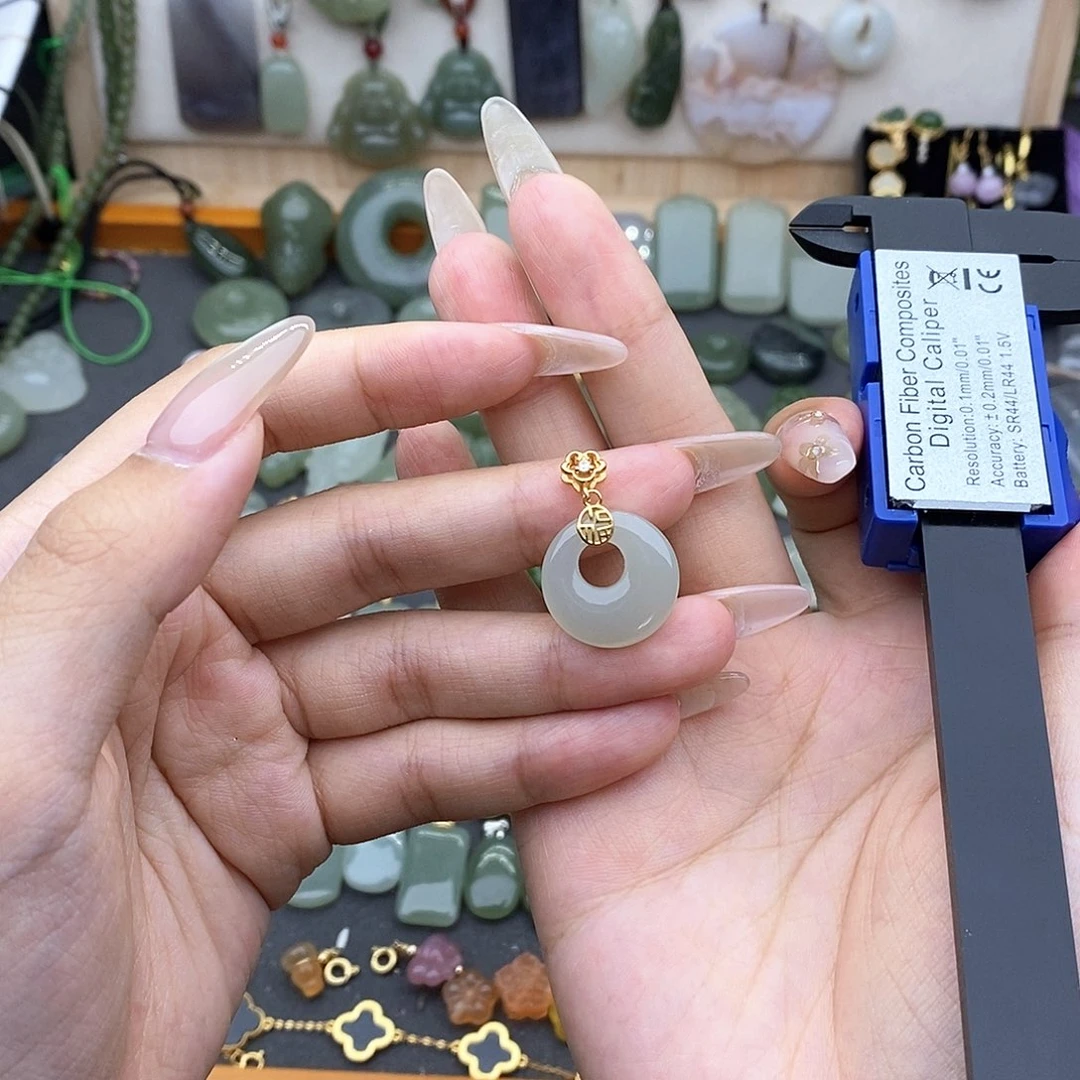 和田玉银S925镶嵌吊坠(不含链)