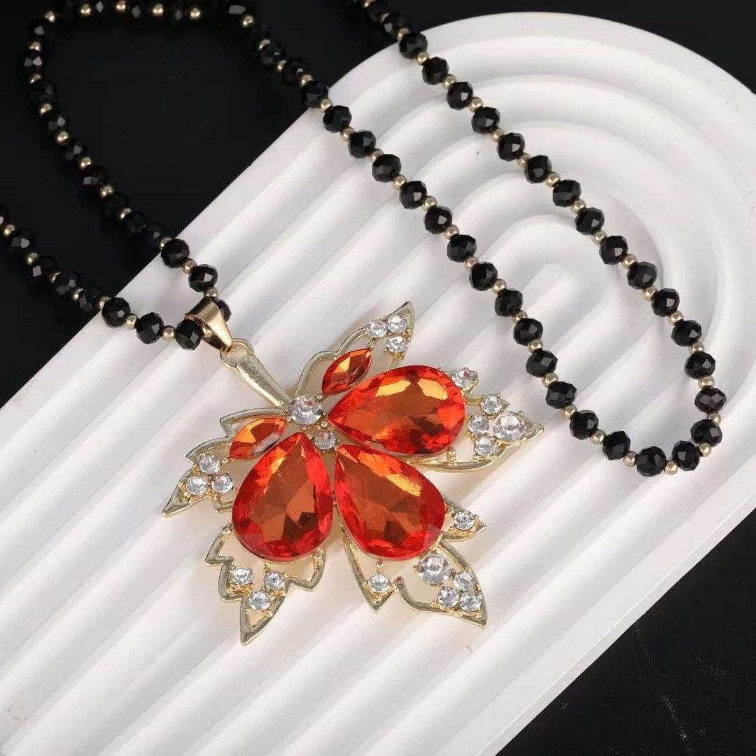 铜合金 时尚红枫叶毛衣链-80103