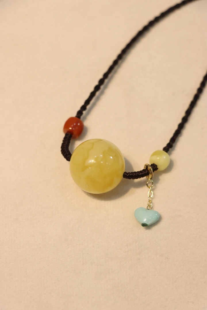 蜜蜡圆珠颈链手工百搭手环颈饰民族风链子锁骨链