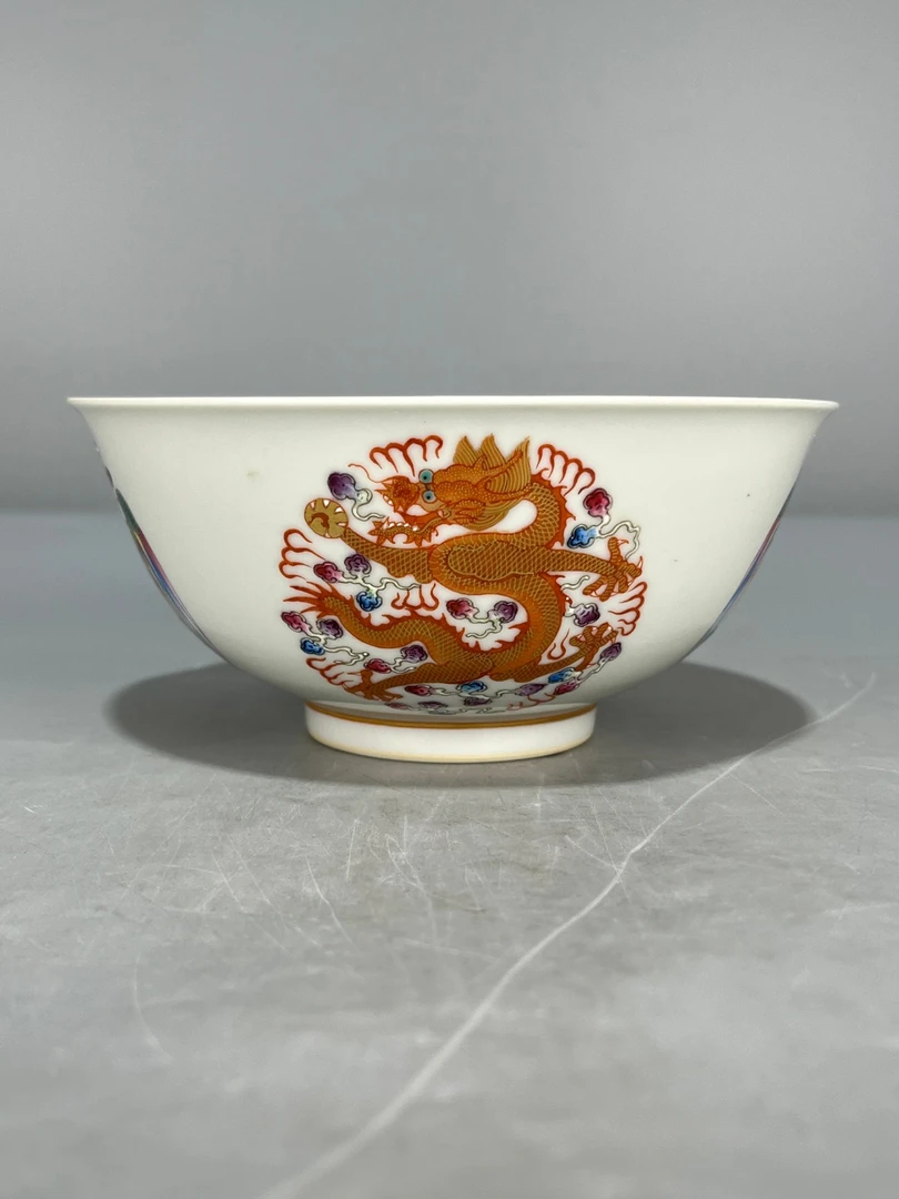 仿古瓷 仿古大清乾隆年制粉彩龙凤呈祥碗