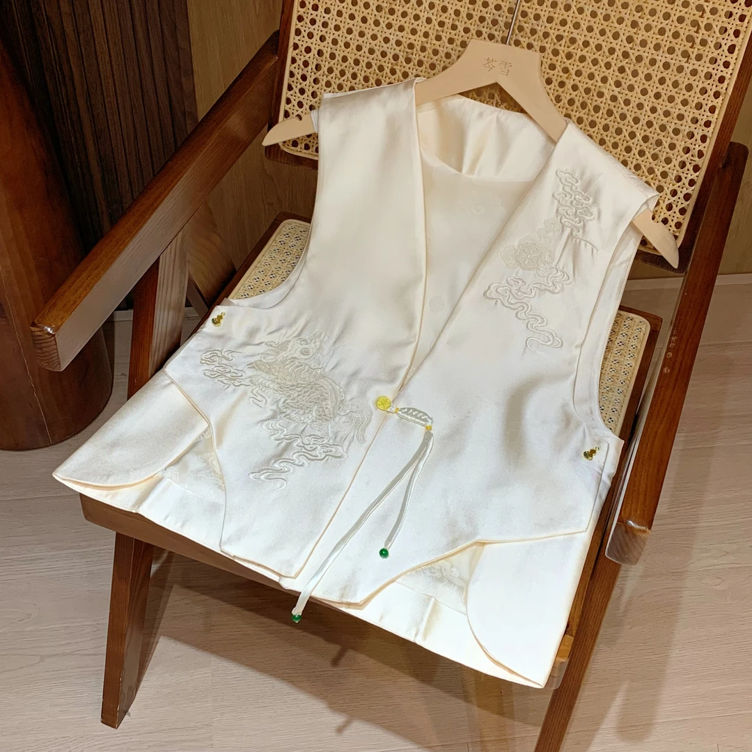 【麒麟】新中式国风提花刺绣盘扣马甲上衣外套女