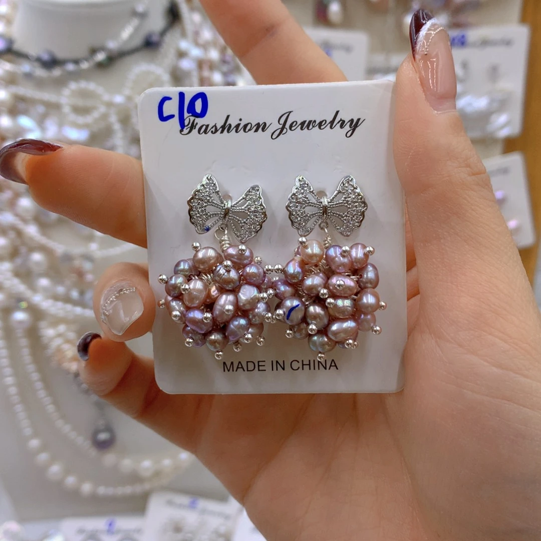 淡水珍珠耳饰 银S925镶嵌