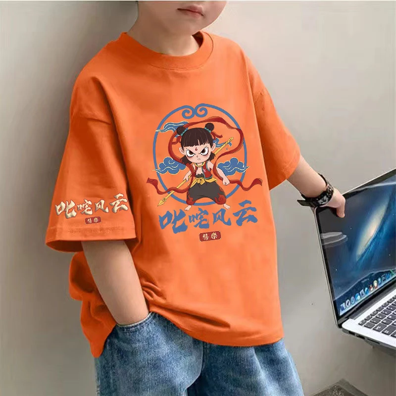 男孩子哪吒童装短袖男童百搭夏季纯棉T恤中大童帅气宽松半袖上衣