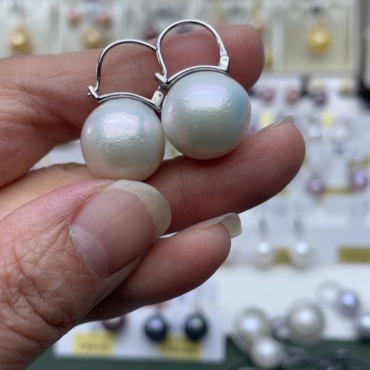 淡水珍珠耳饰银S925镶嵌张*张