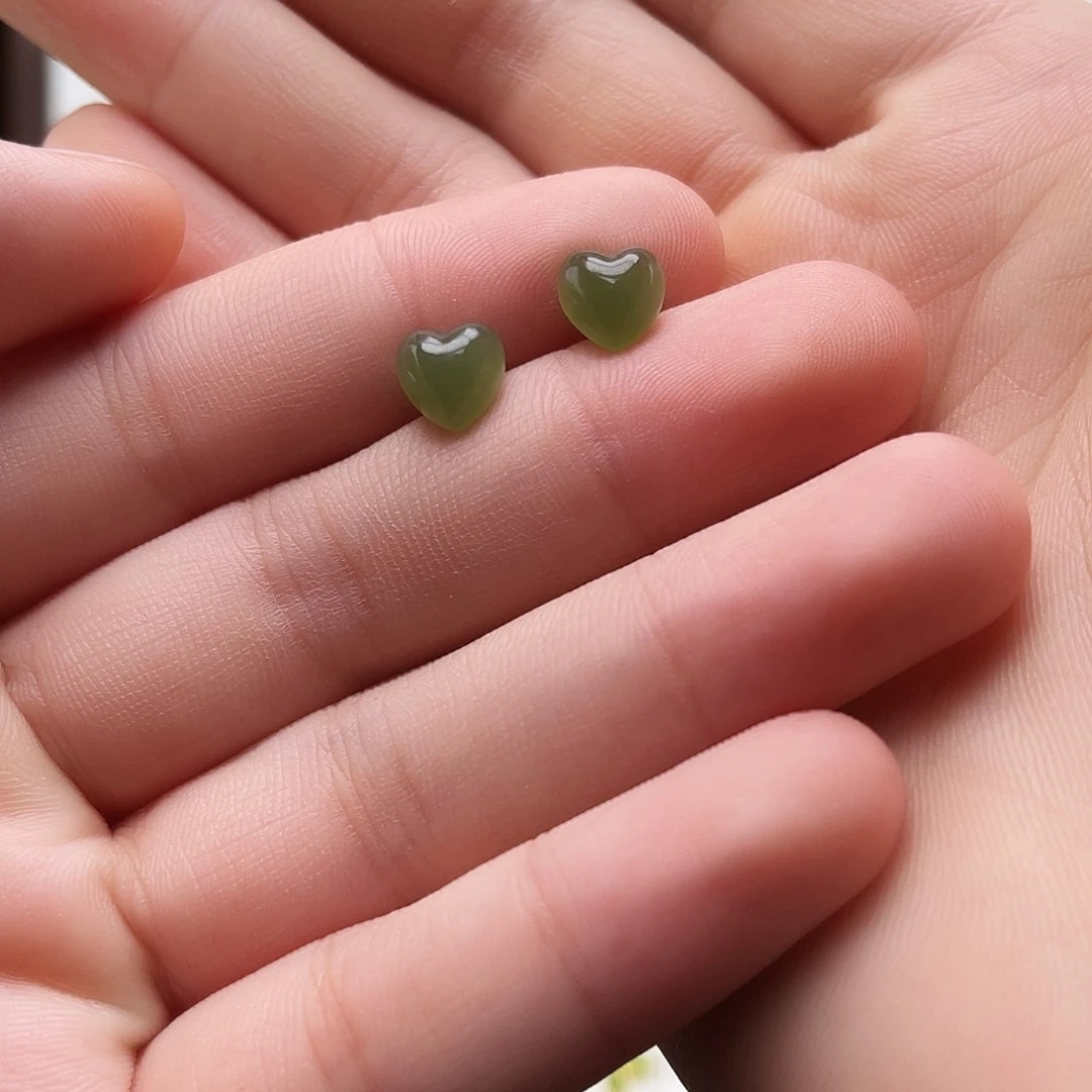 银S925镶嵌和田玉耳饰