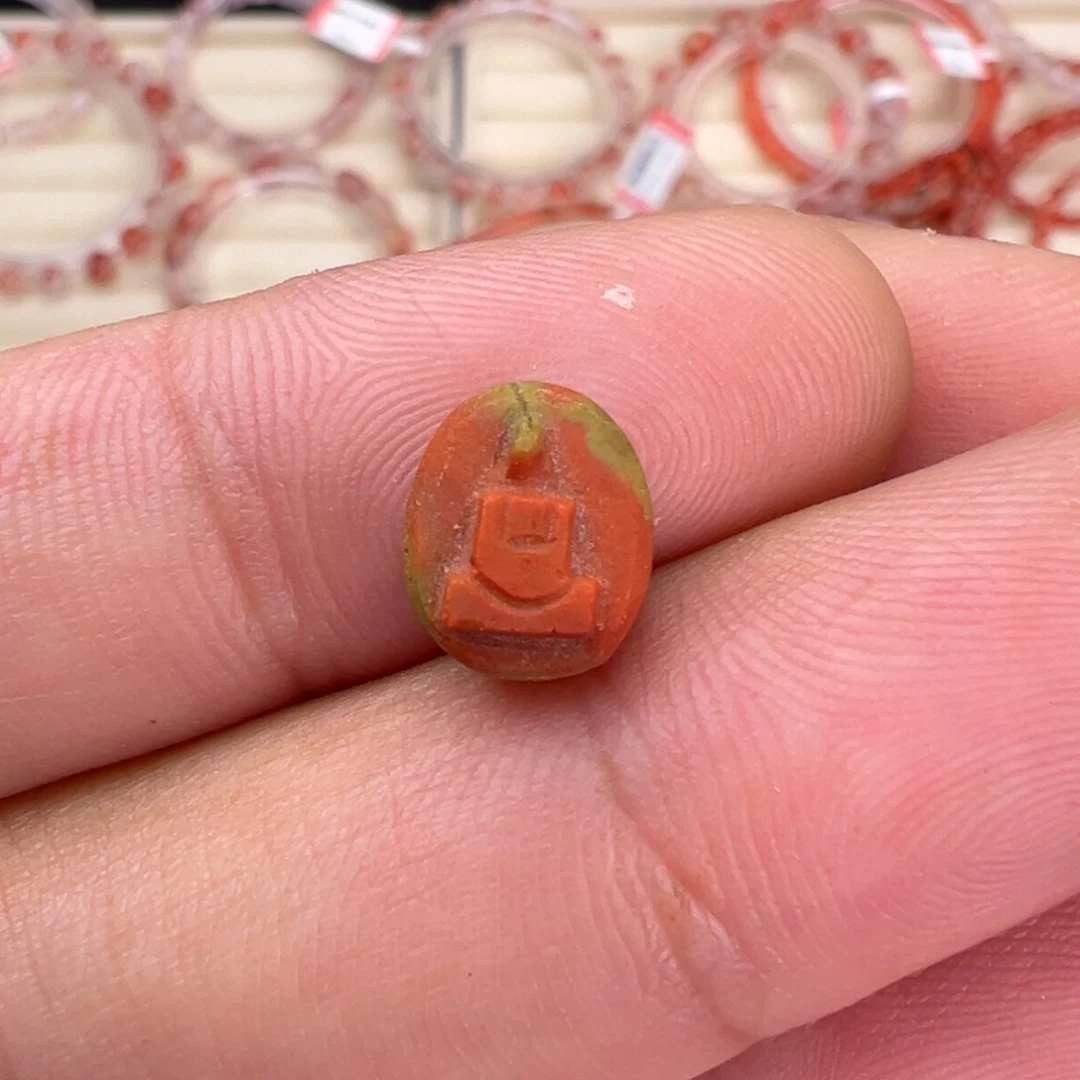 未镶嵌川料南红玛瑙包浆悟道（上下通孔）