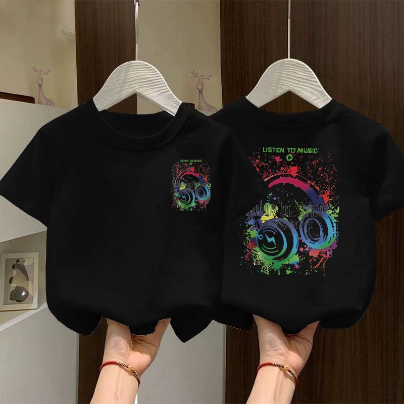 短袖男夏季男童夏季棉质印花T恤中大童时髦小姨风儿童t恤卡通韩范