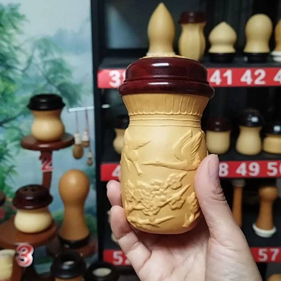 追***梦范制葫芦手雷花梨木口盖黄杨木蒙心送簧