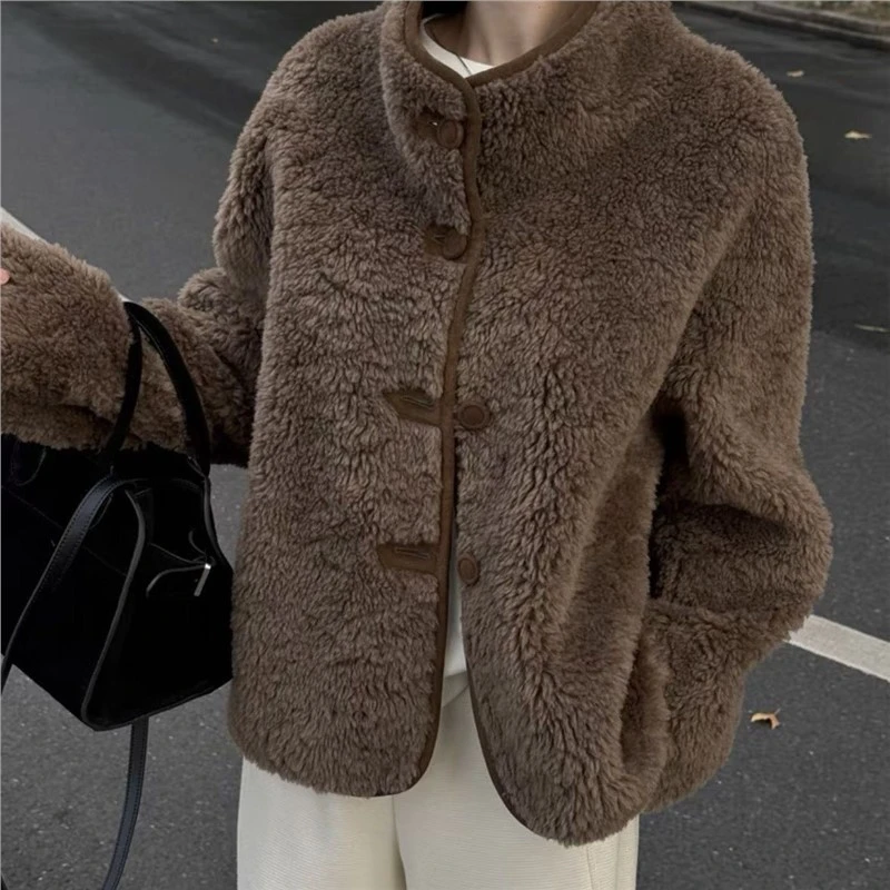 秋冬季时髦双面羊羔短款2025年新款皮毛外套一体韩系保暖两面上衣