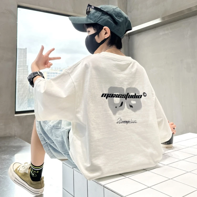 男童夏装短袖t恤2025新款儿童夏季薄款棉半袖上衣潮洋气大男孩潮t