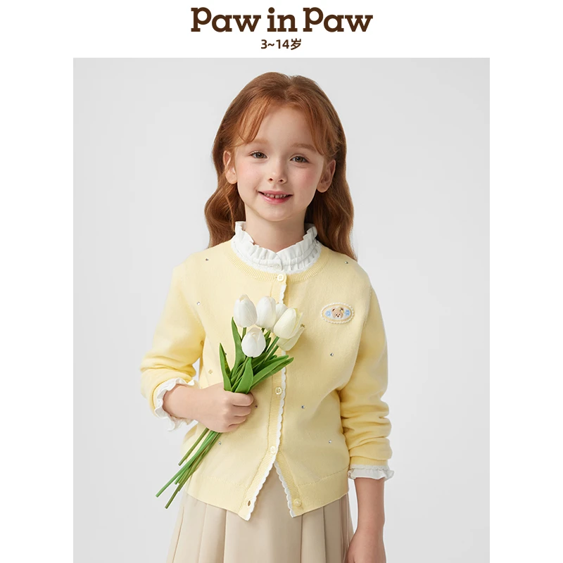 【达人专属】商场同款PawinPaw童装25年新款女童毛衣开衫PCCKF1221M