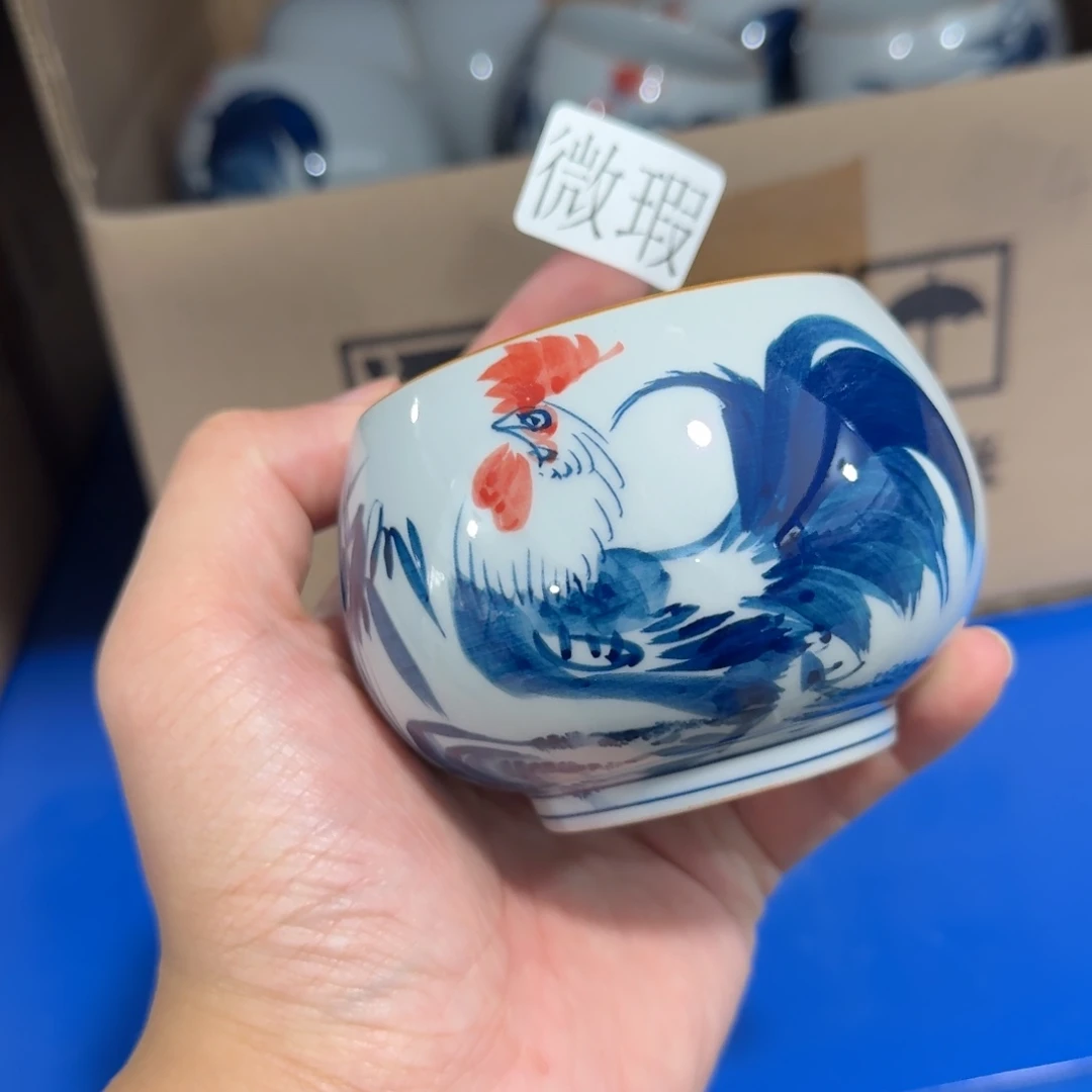 釉下手绘茶具微瑕