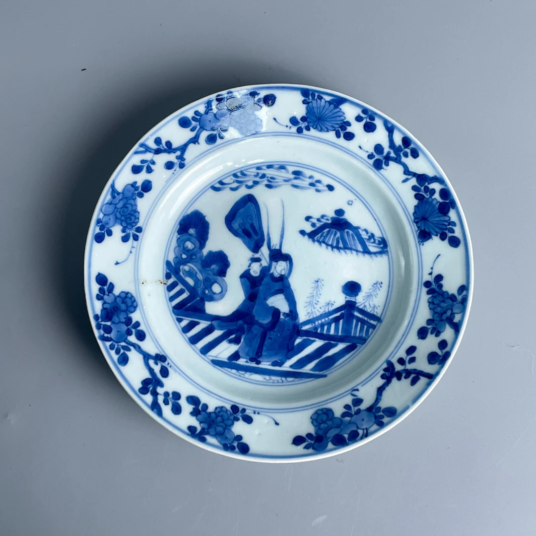 瓷器/古董清康熙青花人物故事深腹盘M2XL8003888收藏/文物/绣花张