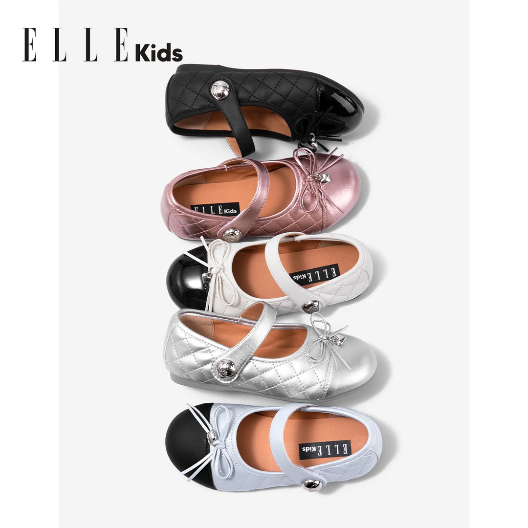 ELLEkids童鞋 女童皮鞋2025秋冬新款女孩玛丽珍鞋配礼服儿童单鞋