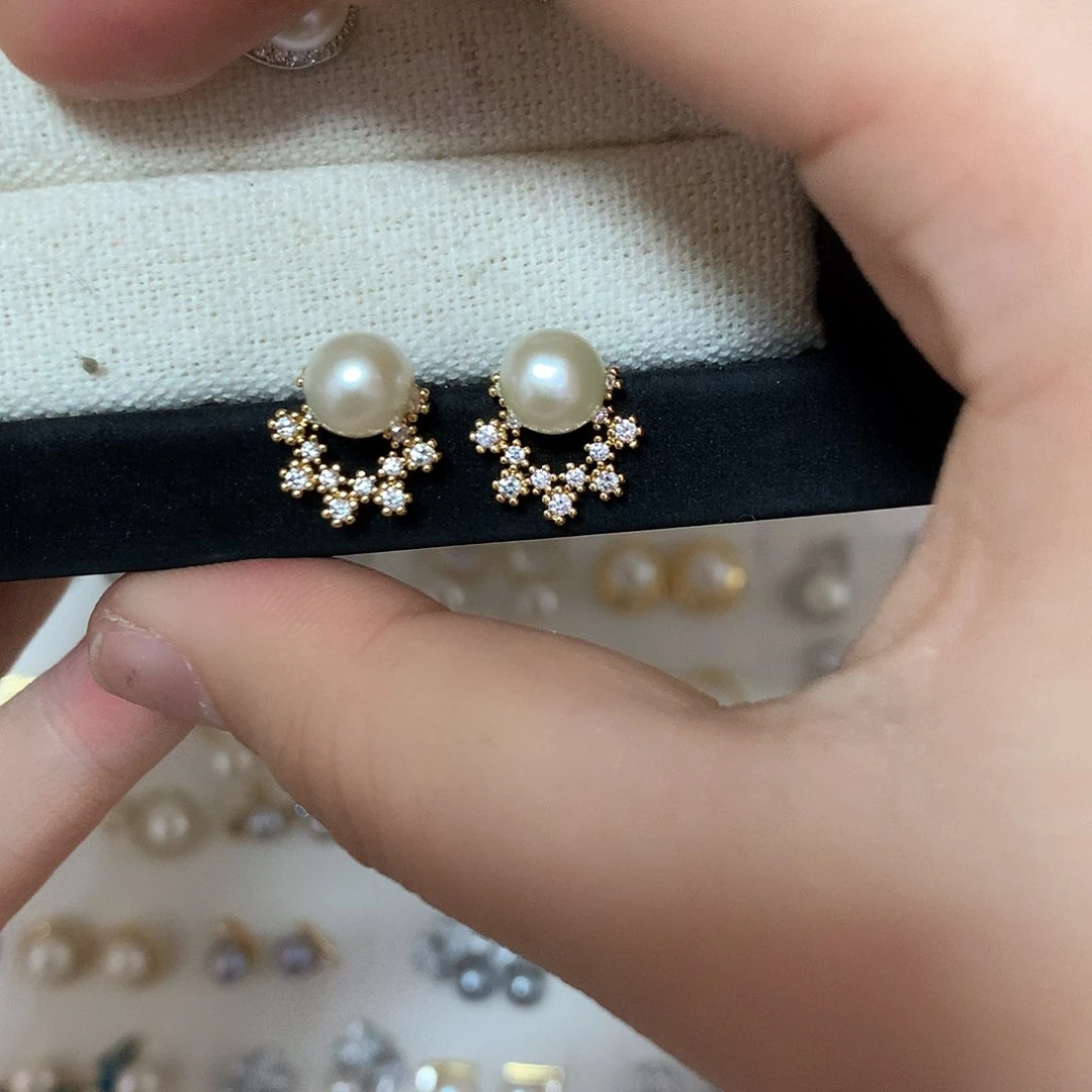 淡水珍珠耳饰合金