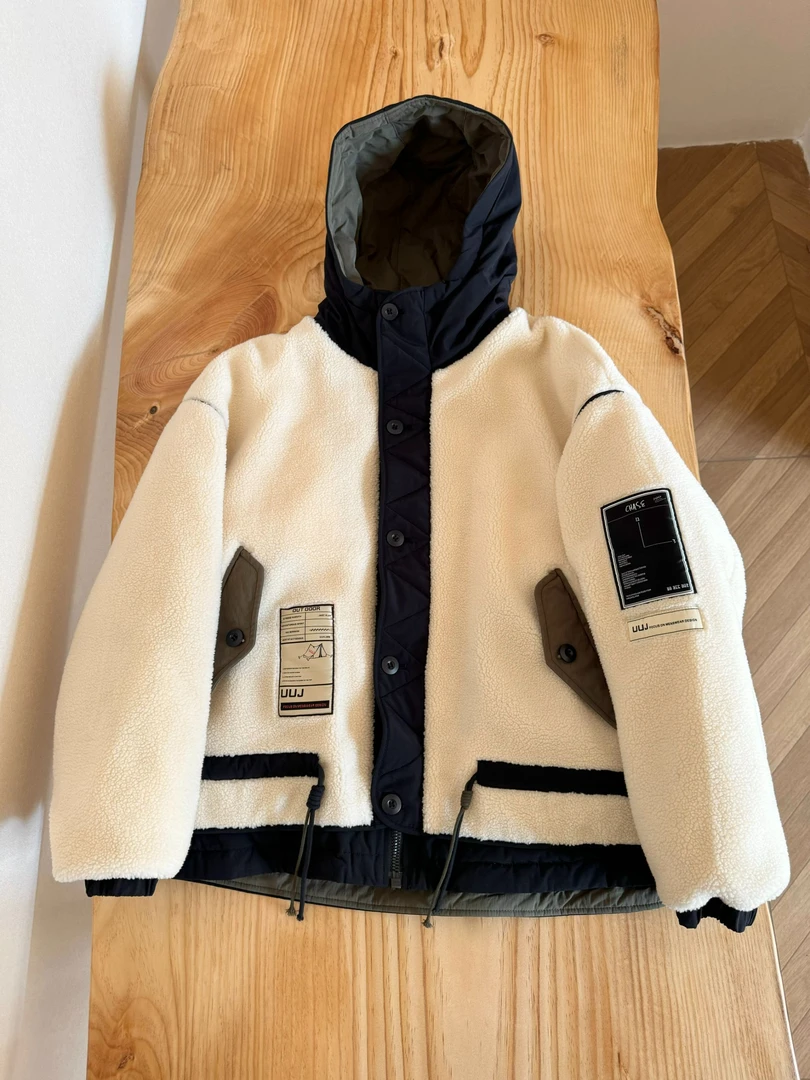 【断码捡漏】22523-重磅双层保暖解构设计加厚摇粒绒羽绒服连帽大衣