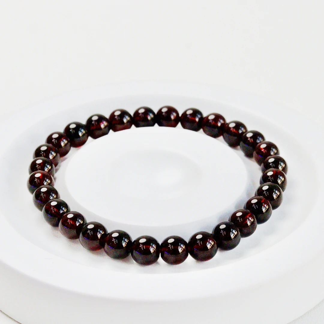 石榴石单圈手串 女款光珠手链 简约时尚百搭