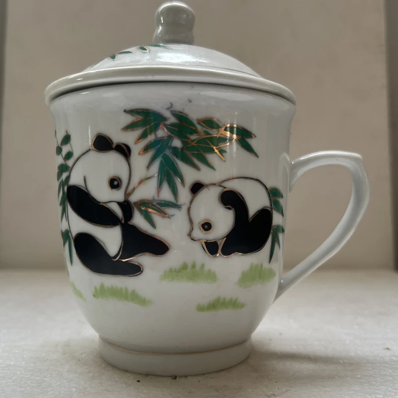 熊猫办公杯景德镇高温手绘陶瓷