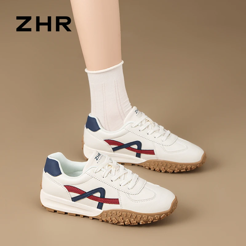 ZHR德训鞋女2025新款秋季休闲透气运动鞋小白鞋不累脚软底阿甘鞋