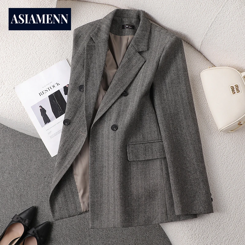 时尚韩版小个子西装外套女2025秋冬季高端绵羊毛西装休闲职业工装