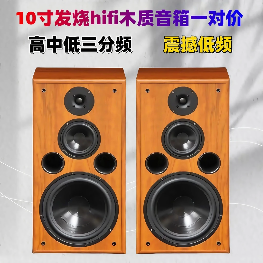 原装出口丹麦10寸落地hifi木质书架音箱重低音家庭k歌功放机