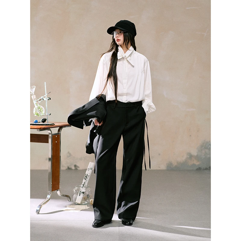 【LaluneDuCiel】天丝松弛感简约宽松白衬衫+领带LSCS00642