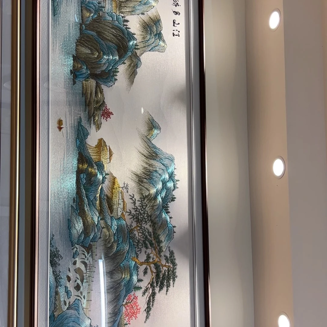 横款江山多娇铜角实木不安装