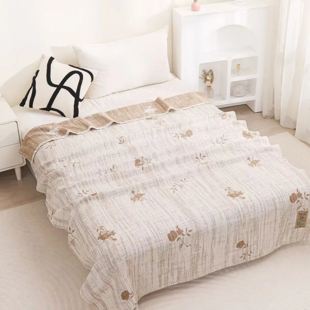 150*200轻奢外贸款汉麻一体毯多功能沙发盖巾透气有氧床盖