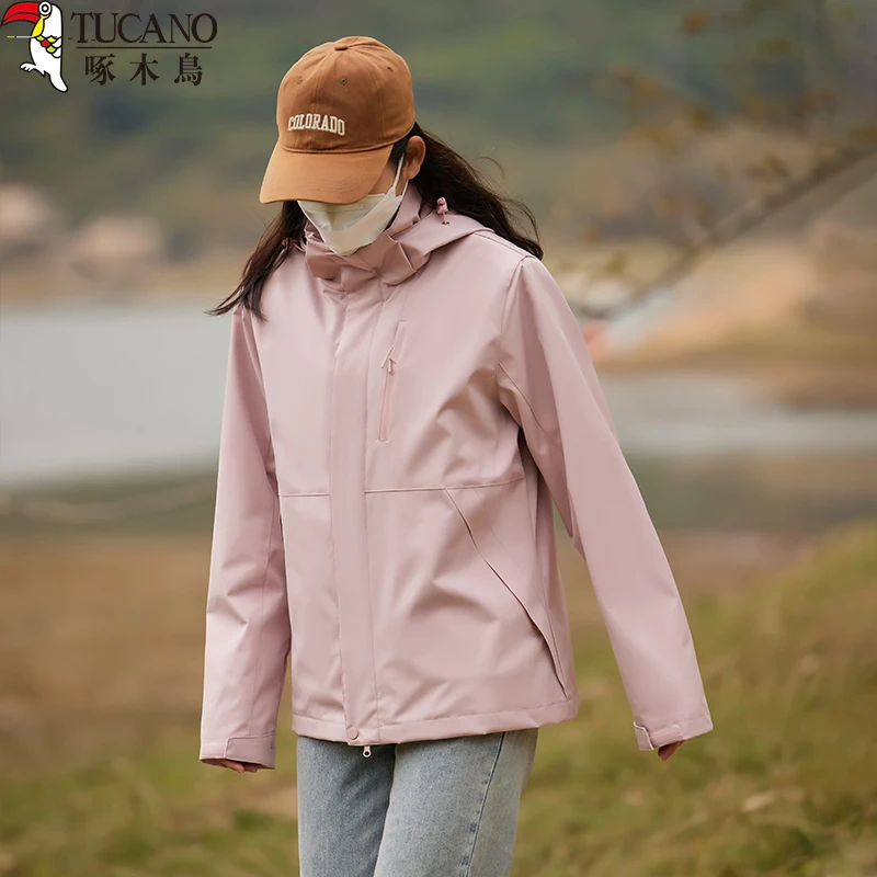 啄木鸟冲锋衣女25秋冬新款三合一两件套可拆卸防风防水登山外套男