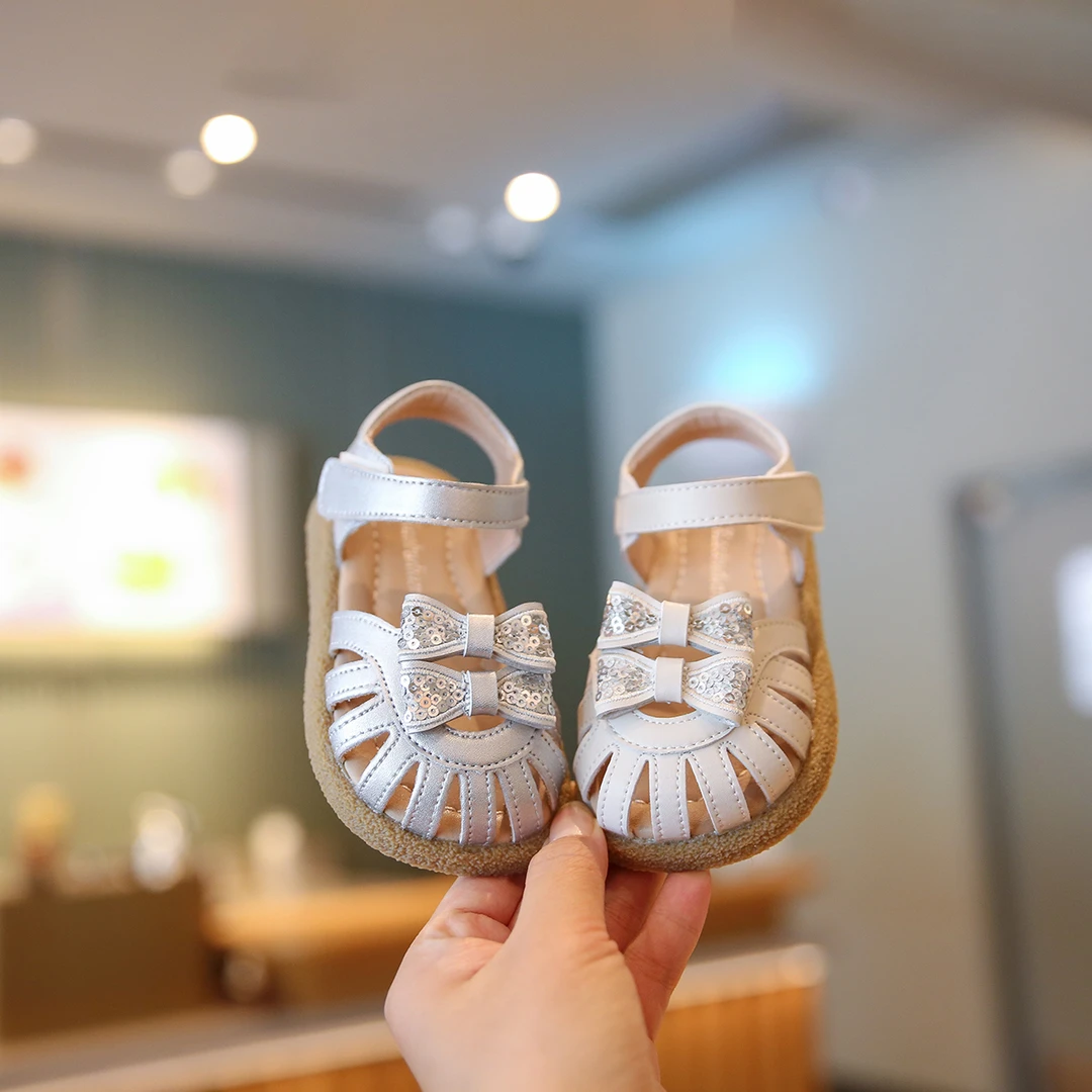 女宝凉鞋宝宝蝴蝶结公主鞋夏季新款包头防滑婴幼儿学步鞋女童鞋子