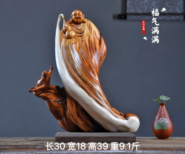 太行崖柏根雕摆件弥勒佛达摩人物观音天然随型木雕雕件礼品工艺品